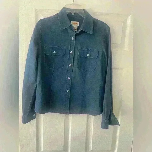 Talbots Tops - TALBOTS Denim Long Sleeve Blouse - Size Petite Small -  B57